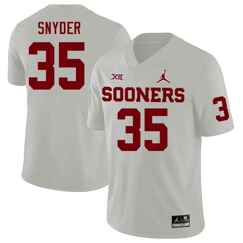 Men #35 Jakeb Snyder Oklahoma Sooners College Football Jerseys Stitched Sale-White